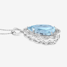 Load image into Gallery viewer, 11.90 Carat Genuine Aquamarine and White Diamond 14K White Gold Pendant