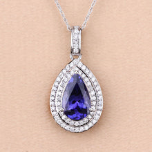Load image into Gallery viewer, 2.56 Carat Genuine Tanzanite and White Diamond 14K White Gold Pendant