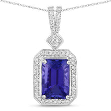 Load image into Gallery viewer, 2.56 Carat Genuine Tanzanite and White Diamond 14K White Gold Pendant