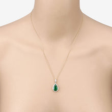 Load image into Gallery viewer, IGI Certified 3.22 Carat Genuine Zambian Emerald and White Diamond 14K Yellow Gold Pendant