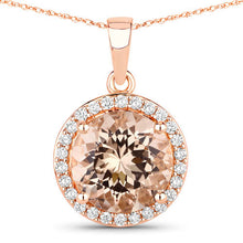 Load image into Gallery viewer, 3.61 Carat Genuine Morganite and White Diamond 14K Rose Gold Pendant