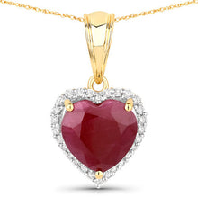Load image into Gallery viewer, 4.47 Carat Genuine Ruby and White Diamond 14K Yellow Gold Pendant