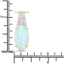 Load image into Gallery viewer, 7.57 Carat Genuine Ethiopian Opal and White Diamond 14K Yellow Gold Pendant