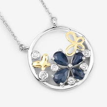 Load image into Gallery viewer, 1.41 Carat Genuine Blue Sapphire and White Topaz .925 Sterling Silver Pendant