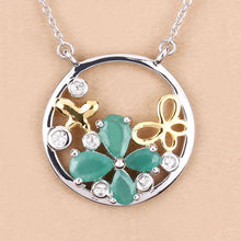 Load image into Gallery viewer, 1.35 Carat Genuine Emerald and White Topaz .925 Sterling Silver Pendant