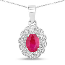 Load image into Gallery viewer, 0.95 Carat Genuine Ruby and White Diamond 10K White Gold Pendant