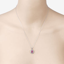 Load image into Gallery viewer, 0.95 Carat Genuine Ruby and White Diamond 10K White Gold Pendant