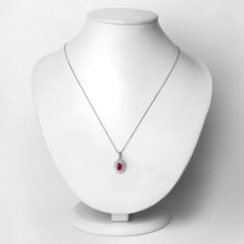 Load image into Gallery viewer, 0.95 Carat Genuine Ruby and White Diamond 10K White Gold Pendant
