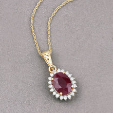 Load image into Gallery viewer, 1.60 Carat Genuine Ruby and White Diamond 10K Yellow Gold Pendant