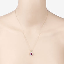 Load image into Gallery viewer, 1.60 Carat Genuine Ruby and White Diamond 10K Yellow Gold Pendant
