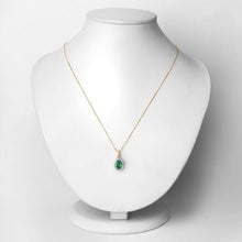Load image into Gallery viewer, 1.36 Carat Genuine Zambian Emerald and White Diamond 10K Yellow Gold Pendant