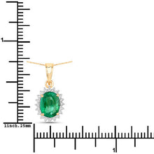 Load image into Gallery viewer, 1.36 Carat Genuine Zambian Emerald and White Diamond 10K Yellow Gold Pendant