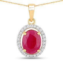 Load image into Gallery viewer, 2.51 Carat Genuine Ruby and White Diamond 10K Yellow Gold Pendant