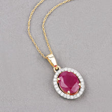 Load image into Gallery viewer, 2.51 Carat Genuine Ruby and White Diamond 10K Yellow Gold Pendant