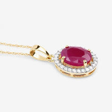 Load image into Gallery viewer, 2.51 Carat Genuine Ruby and White Diamond 10K Yellow Gold Pendant