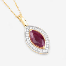 Load image into Gallery viewer, 1.52 Carat Genuine Ruby and White Diamond 10K Yellow Gold Pendant