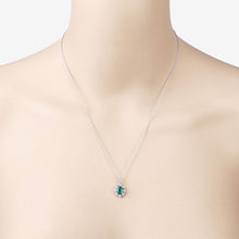 Load image into Gallery viewer, 0.79 Carat Genuine Zambian Emerald and White Diamond 10K White Gold Pendant