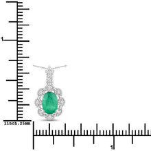 Load image into Gallery viewer, 0.79 Carat Genuine Zambian Emerald and White Diamond 10K White Gold Pendant
