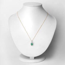 Load image into Gallery viewer, 0.79 Carat Genuine Zambian Emerald and White Diamond 10K Yellow Gold Pendant