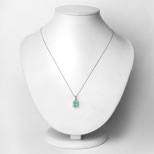 Load image into Gallery viewer, 0.83 Carat Genuine Zambian Emerald and White Diamond 10K White Gold Pendant
