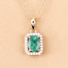 Load image into Gallery viewer, 0.83 Carat Genuine Zambian Emerald and White Diamond 10K Yellow Gold Pendant