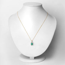 Load image into Gallery viewer, 0.83 Carat Genuine Zambian Emerald and White Diamond 10K Yellow Gold Pendant