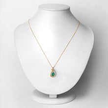 Load image into Gallery viewer, 1.18 Carat Genuine Zambian Emerald and White Diamond 10K Yellow Gold Pendant