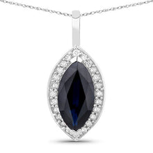 Load image into Gallery viewer, 2.29 Carat Genuine Blue Sapphire and White Diamond 10K White Gold Pendant