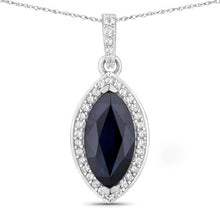 Load image into Gallery viewer, 2.27 Carat Genuine Blue Sapphire and White Diamond 10K White Gold Pendant