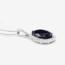 Load image into Gallery viewer, 2.27 Carat Genuine Blue Sapphire and White Diamond 10K White Gold Pendant