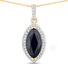 Load image into Gallery viewer, 2.27 Carat Genuine Blue Sapphire and White Diamond 10K Yellow Gold Pendant
