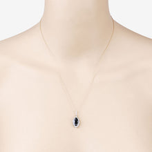 Load image into Gallery viewer, 2.27 Carat Genuine Blue Sapphire and White Diamond 10K Yellow Gold Pendant