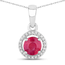 Load image into Gallery viewer, 0.62 Carat Genuine Ruby and White Diamond 14K White Gold Pendant