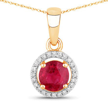 Load image into Gallery viewer, 0.62 Carat Genuine Ruby and White Diamond 14K Yellow Gold Pendant