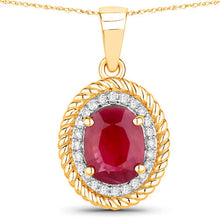 Load image into Gallery viewer, 1.55 Carat Genuine Ruby and White Diamond 14K Yellow Gold Pendant