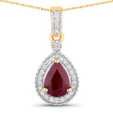 Load image into Gallery viewer, 1.01 Carat Genuine Ruby and White Diamond 14K Yellow Gold Pendant