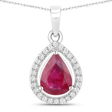Load image into Gallery viewer, 1.61 Carat Genuine Ruby and White Diamond 14K White Gold Pendant