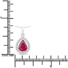Load image into Gallery viewer, 1.61 Carat Genuine Ruby and White Diamond 14K White Gold Pendant