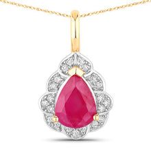 Load image into Gallery viewer, 1.29 Carat Genuine Ruby and White Diamond 14K Yellow Gold Pendant
