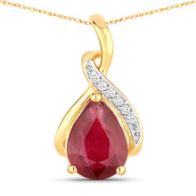 Load image into Gallery viewer, 1.98 Carat Genuine Ruby and White Diamond 14K Yellow Gold Pendant