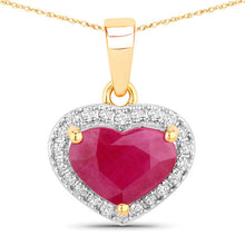 Load image into Gallery viewer, 2.08 Carat Genuine Ruby and White Diamond 14K Yellow Gold Pendant