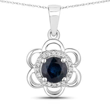Load image into Gallery viewer, 0.94 Carat Genuine Blue Sapphire and White Diamond 14K White Gold Pendant