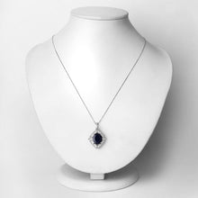 Load image into Gallery viewer, 6.44 Carat Genuine Blue Sapphire and White Diamond 14K White Gold Pendant
