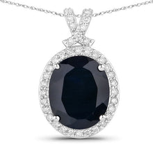 Load image into Gallery viewer, 6.58 Carat Genuine Blue Sapphire and White Diamond 14K White Gold Pendant