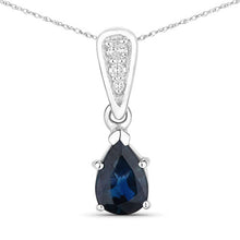 Load image into Gallery viewer, 0.85 Carat Genuine Blue Sapphire and White Diamond 14K White Gold Pendant