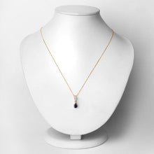 Load image into Gallery viewer, 0.85 Carat Genuine Blue Sapphire and White Diamond 14K Yellow Gold Pendant