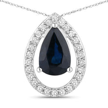Load image into Gallery viewer, 1.15 Carat Genuine Blue Sapphire and White Diamond 14K White Gold Pendant