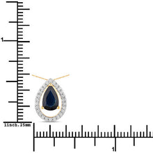 Load image into Gallery viewer, 1.15 Carat Genuine Blue Sapphire and White Diamond 14K Yellow Gold Pendant