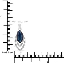 Load image into Gallery viewer, 1.42 Carat Genuine Blue Sapphire and White Diamond 14K White Gold Pendant