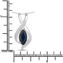 Load image into Gallery viewer, 2.27 Carat Genuine Blue Sapphire and White Diamond 14K White Gold Pendant